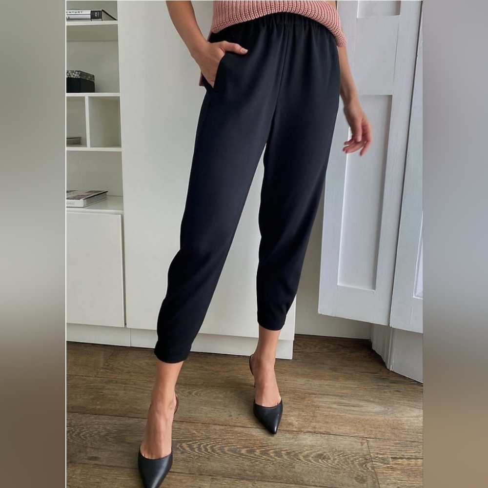 Aritzia Babaton S Black Dexter Jogger Pants Japanese Crepe Pockets Trousers Crop
